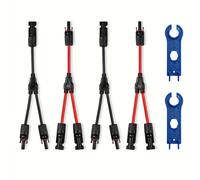 TEMU 2 de Divisor Y para Cable Solar, Conector MMF+FFM Fotovoltaico, Enchufe y Plug Panel Solar, 2 Rojos + 2 Negros