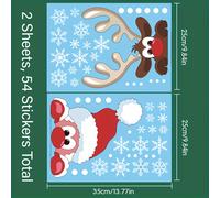 TEMU 2 Hojas/Juego, 54 Adhesivos Estáticos para Ventanas con Navideños, Calcomanías Navideñas Papá Noel Renos, Adhesivos Decorativos para Fiestas