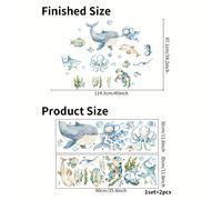 TEMU 2 Hojas por Juego de Pegatinas Decorativas para Pared, Diseños de Ballena, , y , Calcomanías Autoadhesivas, Impermeables y Removibles de PVC para Decoración de Sala y Dormitorio