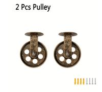 TEMU 2 Juegos de Poleas Rústicas de Montaje en Pared o Techo con Acabado en Envejecido, Ruedas para Colgar Lámparas, Juego de Poleas para Lámparas Colgantes con Enchufe
