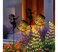 TEMU 2 luces solares para exteriores, faroles colgantes decorativos de jardín, iluminación nocturna , ideales para patios, parques y regalos, perfectas para camping al