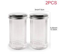 TEMU 2 Pack VILSOM Dispensador de de Vidrio Retro con de Acero Inoxidable con Solapa - Agitador Adecuado para , Especias, Queso , Mesa de Comedor, Restaurantes