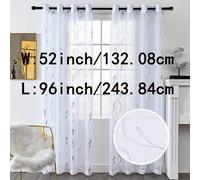 TEMU 2 Paneles de Cortinas Translúcidas con Estampado en Foil Dorado/Plateado, Ojales de Mimbre, Paneles de Metálico de Lujo para Decoración de Ventanas en el Hogar