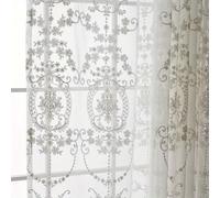 TEMU 2 Paneles Elegantes y Exquisitos Bordados de Visillo, Colgantes con Ojales, Adecuados para Salón, Dormitorio, , Decoración del Hogar