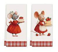 TEMU 2 Paños de Cocina 18x26 Pulgadas, Diseño de Ratón y Fresa, Microfibra Ultra Absorbente para Cocinar, Hornear, Limpieza del Baño, Actividades al Aire Libre, Decoración de Té y Uso Doméstico