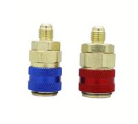 TEMU 2 piezas Adaptador de conector rápido AC R134A, accesorios de conexión de manifold y , adaptadores de latón, refrigerante de aire acondicionado