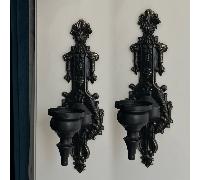 TEMU 2 piezas, Candelabros de pared con relieve vintage, Decoración de pared de hierro , /Negro, Estilo europeo