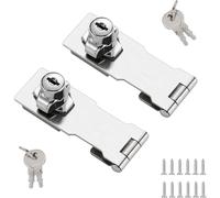TEMU 2 piezas Cerraduras con llave, pestillo giratorio, cierre de acero inoxidable con tornillos para puertas, portones, armarios, armarios y más (Plateado)