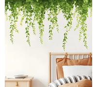 TEMU 2 piezas de adhesivos de pared con hojas de vid de verde, decoración de pared estilo , una atmósfera fresca en el escritorio, trayendo vitalidad natural al escritorio