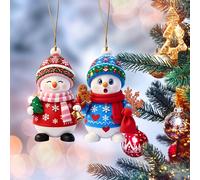 TEMU 2 Piezas de Adorno Navideño de de Muñecos de Nieve - Decoraciones Colgantes de Plástico con Padre y Figuras de , Duraderas / Decoración para Árbol de Navidad y Fiestas, Set de Regalo Festivo
