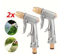 TEMU 2 Piezas de Boquilla de Manguera de Jardín de Presión, Alcance de 15 Metros, Acero Inoxidable, Conector de Latón, Accionamiento Manual, para Riego, y Ducha de Rociado