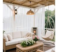 TEMU 2 Piezas de Cortinas Semi-Transparentes Blancas para Exterior con Bolsillo para Barra y Ojales - Adecuadas para , Decoraciones de y Fiestas, Cortinas para Puertas Arqueadas/Laminadas