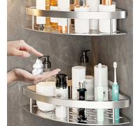 TEMU 2 Piezas de Estante de Ducha de Aluminio Espacial, Organizador para Esquina del Baño sin Taladro, Ideal para Champú y Accesorios Cosméticos, Repisa para Artículos de