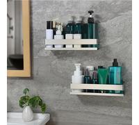 TEMU 2 piezas de estante para ducha de acero inoxidable antióxido - soporte adhesivo sin taladro, organizador de baño o cocina que ahorra , ideal para apartamentos y decoración rentable