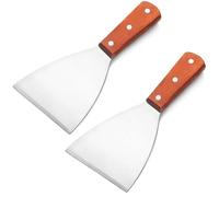 TEMU 2 piezas de pala para freír de acero inoxidable, raspador liso con mango de madera, pala para pizza, pala para , pala diagonal, utensilios de cocina, accesorios de cocina grandes.