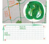 TEMU 2 piezas de red de soporte para plantas de jardín de PE verde de resistencia, 6 pies x 16.5 pies, malla de cuerda flexible, adecuada para plantas trepadoras y crecimiento de plantas de jardín