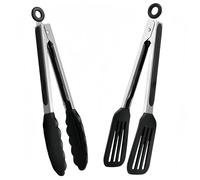 TEMU 2 Piezas de Tenazas Premium para Servir en Acero Inoxidable y Silicona | Esenciales Versátiless Cocina BBQ, Parrilla Pan Carne Ensalada Postre Antideslizantes Durader Fáciles Agarrar