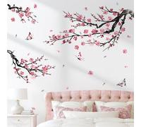TEMU 2 Piezas de Vinilos Decorativos Japoneses con Flores Rosas y Mariposas, Adecuados para Sala, Dormitorio, Baño, Entrada, Adhesivos para , Tema Jardín, Regalo de Decoración y Otoño
