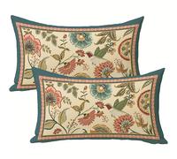 TEMU 2 piezas, Fundas Decorativas para Cojines Lumbar Flores y Pájaros, Rectangulares, Elegantes con Colibríes, Decoración para Exterior y Hogar, Fundas para Cojines de Sofá con