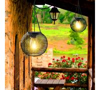 TEMU 2 piezas IP44 Nueva Linterna Solar para Exteriores, Luces Solares Colgantes Mejoradas para Jardín, Luces Colgantes de Metal Decorativas, Luces Solares para Árboles para Jardín, Patio, ,