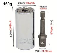 TEMU 2 piezas Juego de llave de impacto universal, aleación de acero de , 7-19mm, acabado barnizado, cabeza hexagonal , con herramienta de impacto eléctrica multifuncional para amoladora de