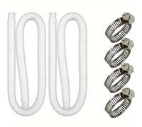 TEMU 2 Piezas Manguera para Piscina 32mm, Manguera Blanca de 100cm, Resistente a UV y Cloro, Manguera Flexible para Bomba de Piscina con 4 Clips de Seguridad