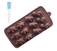 TEMU 2 Piezas Molde de Silicona para Hornear de 12 Cavidades con Forma de Dinosaurio y , Herramientas para Hacer Chocolates y Dulces DIY, Accesorios para Decorar Pasteles