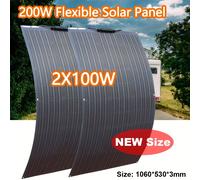 TEMU 2 piezas Panel Solar Flexible de 100W 12V Monocristalina 12 Semiflexible para Superficies Irregulares en Barcos, Caravanas, Remolques, Botes, , Furgonetas, Coches, Carga de Batería de 12V 24V