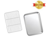 TEMU 2 piezas/set Bandeja y Rejilla para Hornear, Acero Inoxidable de Galletas con Enfriador, & , Libre en Lavavajillas Seguro, Accesorios Cocina BBQ Picnic al