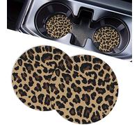 TEMU 2 Posavasos Clásicos con Estampado de Leopardo para Portavasos de Coche, Absorbentes y Antideslizantes, Accesorios de Interior para Coche con Estilo y Moderno