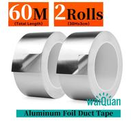 TEMU 2 Rollos de Cinta de Papel de Aluminio, 60M de 3CM Cinta de Papel Metálico de Resistencia, Cinta de Plateada de , para y Reparación, HVAC, de Aire, Aislamiento y Reparación de Metales de Walquan
