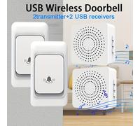 TEMU 2 Transmisores y 2 Receptores de Interior, Timbre Inalámbrico para el Hogar, USB