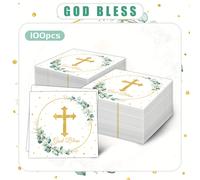 TEMU 20\100pcs Servilletas Cruzadas para Fiesta de Pascua, Bautizo, Primera Comunión, Decoraciones de Bautizo (6.4 x 6.4in)