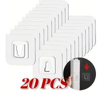 TEMU 20 Piezas de Ganchos Adhesivos Fuertes para Pared - Ganchos Transparentes con Fácil de Instalar, Ideales para Almacenamiento en Cocina y Baño