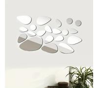 TEMU 20 piezas de pegatinas de pared con espejo acrílico con forma de guijarros para decoraciones creativas del hogar, en relieve 3D autoadhesivo en dorado y plateado