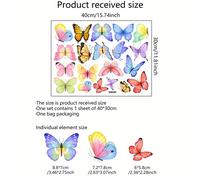 TEMU 20 piezas/juego de calcomanías de pared de mariposas coloridas, fáciles de aplicar y quitar, calcomanías autoadhesivas, calcomanías de pared para decoración del hogar
