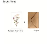 TEMU 20 unidades/1 juego de tarjetas de felicitación con sobre, tarjeta de notas , juego de papelería para todas las ocasiones, de flores de estilo aleatorio con sobre, la mejor opción para regalos