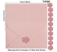 TEMU 20 unidades/paquete: 10 sobres sellos de , sobre rosa sakura retro con estampilla para cera. Acabado y calidad. Sobres ideales para , Día del Amor o regalo por de la