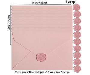 TEMU 20 unidades/paquete: 10 sobres sellos de , sobre rosa sakura retro con estampilla para cera. Acabado y calidad. Sobres ideales para , Día del Amor o regalo por de la
