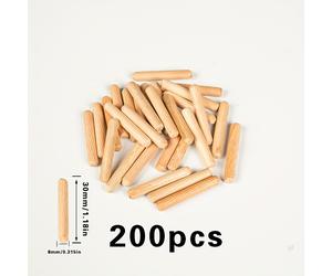 TEMU 200 piezas de Pasadores de Madera M8-30mm para Montaje de Herrajes Industriales y Muebles, Pasadores Redondos de Cabeza para Fijación