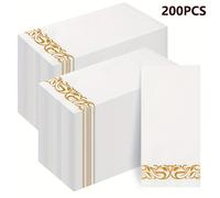 TEMU 200 Servilletas de Papel Desechables Doradas y Plateadas , 1 Capa de Tela de Lino, Adecuadas para Fiestas, Navidad, Halloween, Decoraciones de Banquetes - 12 X 17 Pulgadas