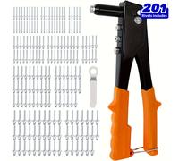 TEMU 201 piezas Kit de Remachadora Manual 4 en 1 con Remaches - 3/32 pulgadas, 1/8 pulgadas, 5/32 pulgadas, 3/16 pulgadas, Puntas Intercambiables, Adecuado para Metal