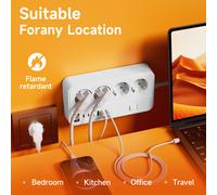 TEMU 2026 de regleta/cargador de teléfono, con 4 de corriente, (4 USB-A) (2 TYPE-C), función de protección automática contra cortocircuitos / para hogar, oficina, cocina, garaje, exteriores