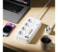 TEMU 2026 de regleta/cargador de teléfono, con 4 de corriente, (4 USB-A) (2 TYPE-C), función de protección automática contra cortocircuitos / para hogar, oficina, cocina, garaje, exteriores