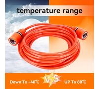TEMU 20ft/6m Manguera de Jardín PVC Duradera - Uso Exterior Todo el Año, Resistente a Temperaturas (-40°C a 80°C), Compatible con Conexiones US/EU, Naranja Visibilidad, Diseño para Conexión