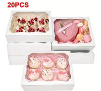 TEMU 20pcs Cajas de Pastelería Blancas con Ventana para Repostería, Galletas, Postres, , Tartas, Donuts y Cupcakes 8x6.3x2 Pulgadas