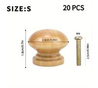 TEMU 20pcs Pomos de Cajón, Pomos de Madera para Armarios, Manijas y Pomos de Madera para Armarios, Pomos Redondos de Madera con Tornillos, Pomos para Muebles de Madera