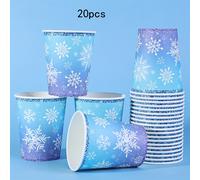 TEMU 20uds/40uds/60uds, Vasos de Papel Navideños Azules y con de , Vasos Desechables de 9Oz con Azules para Fiestas de Invierno, Suministros para Fiestas de Bebidas Calientes y Frías