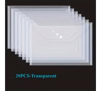 TEMU 20uds/50uds, Sobre de Plástico, Carpeta de Reutilizable Transparente con Botones, Tamaño A4, para Material de Oficina Escolar, Material Engrosado