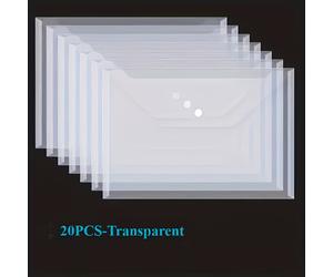 TEMU 20uds/50uds, Sobre de Plástico, Carpeta de Reutilizable Transparente con Botones, Tamaño A4, para Material de Oficina Escolar, Material Engrosado